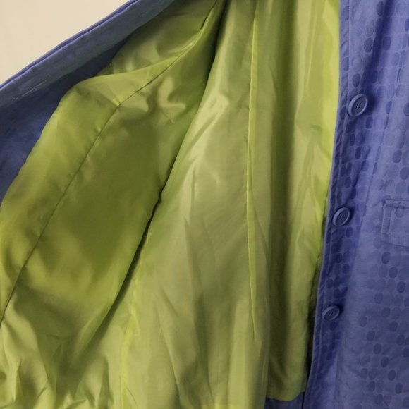 Denim & Co light blue polka dot trench coat women's size Large (54) - Picture 6 of 7